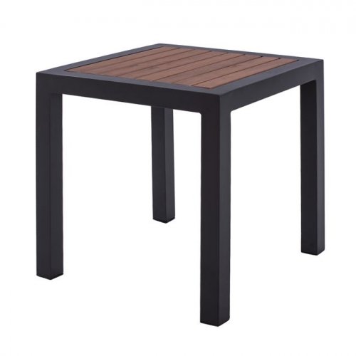 GRAUER ALUMINIUMTISCH MIT POLYHOLZ 45Χ45X45,5 cm.