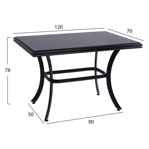 Outdoor-Tisch aus Aluminium in Bambusoptik in schwarz 120x70x78 cm.