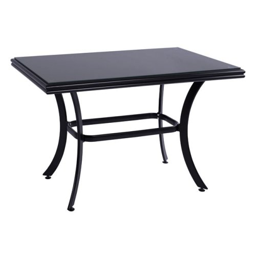 Outdoor-Tisch aus Aluminium in Bambusoptik in schwarz 120x70x78 cm.