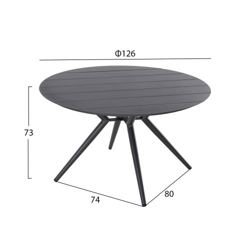 Runder Gartentisch, höher, ANTHRAZIT, ALUMINIUM, Φ126Χ73Hcm
