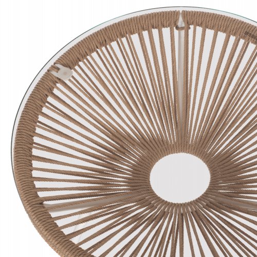 SIDE TABLE ALLEGRA PROFESSIONAL METAL WHITE AND RATTAN NATURAL D47Χ45cm