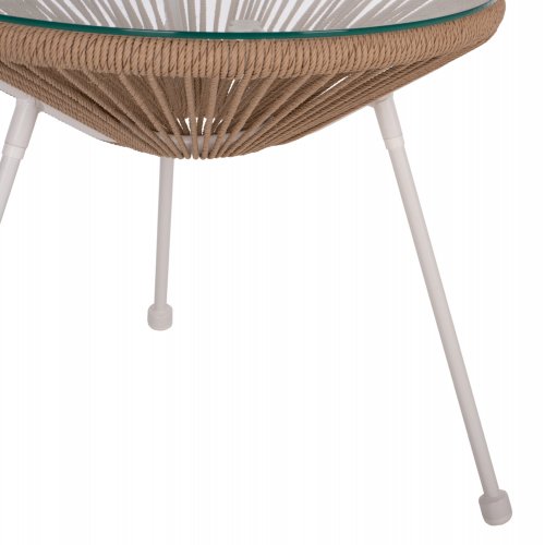 SIDE TABLE ALLEGRA PROFESSIONAL METAL WHITE AND RATTAN NATURAL D47Χ45cm