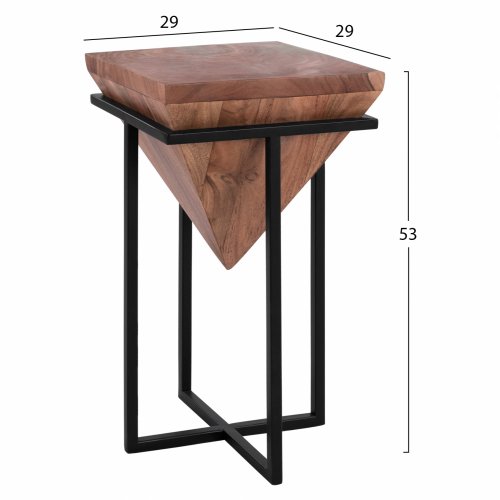 BEISTELLTISCH AUS MASSIVEM AKAZIENHOLZ 29x29x53 cm