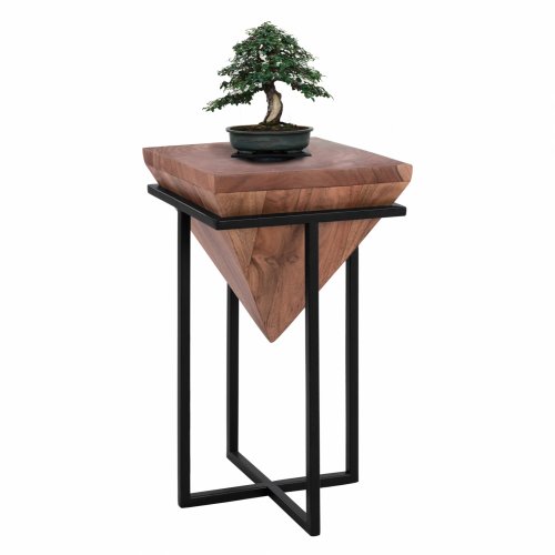 BEISTELLTISCH AUS MASSIVEM AKAZIENHOLZ 29x29x53 cm