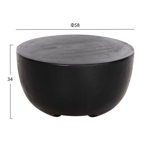BEISTELLTISCH MASSIVES SUAR-HOLZ IN SCHWARZER FARBE, Φ58x34Hcm