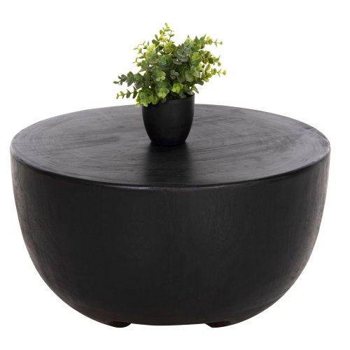 BEISTELLTISCH MASSIVES SUAR-HOLZ IN SCHWARZER FARBE, Φ58x34Hcm