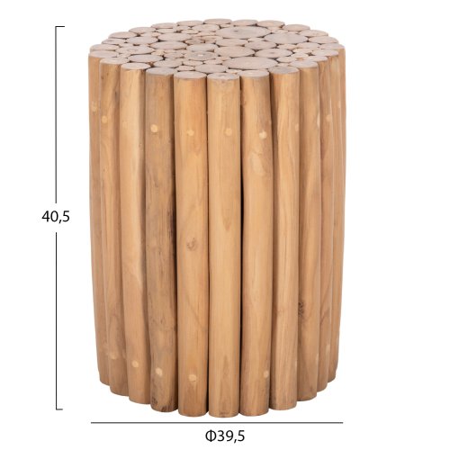 BEISTELLTISCH RUND TEAK-ZWEIGE IN NATÜRLICHER FARBE Φ29,5x40,5Hcm