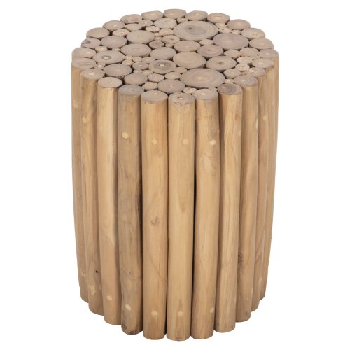 BEISTELLTISCH RUND TEAK-ZWEIGE IN NATÜRLICHER FARBE Φ29,5x40,5Hcm