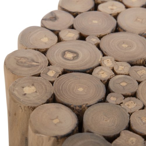 BEISTELLTISCH RUND TEAK-ZWEIGE IN NATÜRLICHER FARBE Φ29,5x40,5Hcm