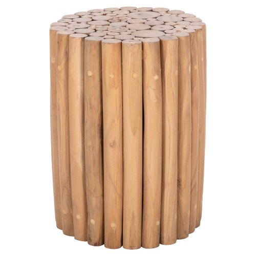 BEISTELLTISCH RUND TEAK-ZWEIGE IN NATÜRLICHER FARBE Φ29,5x40,5Hcm