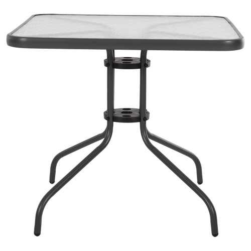 OUTDOOR-TISCH QUADRATISCH FIGO GRAU METALL-GLAS TISCHPLATTE 80Χ80Χ71Hcm