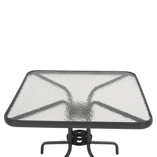 OUTDOOR-TISCH QUADRATISCH FIGO GRAU METALL-GLAS TISCHPLATTE 80Χ80Χ71Hcm