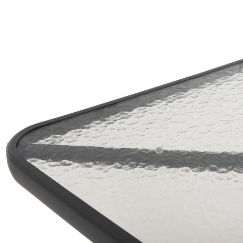 OUTDOOR-TISCH QUADRATISCH FIGO GRAU METALL-GLAS TISCHPLATTE 80Χ80Χ71Hcm