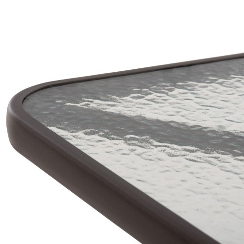 OUTDOOR-TISCH QUADRATISCH FIGO BRAUN METALL-GLAS TISCHPLATTE 80Χ80Χ71Hcm