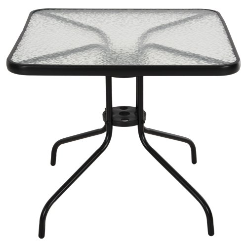 OUTDOOR-TISCH QUADRATISCH FIGO SCHWARZ METALL-GLAS TISCHPLATTE 80Χ80Χ71Hcm