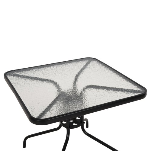 OUTDOOR-TISCH QUADRATISCH FIGO SCHWARZ METALL-GLAS TISCHPLATTE 80Χ80Χ71Hcm