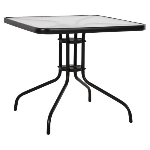 OUTDOOR-TISCH QUADRATISCH FIGO SCHWARZ METALL-GLAS TISCHPLATTE 80Χ80Χ71Hcm