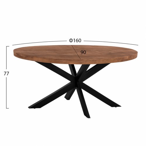 ESSTISCH OVAL 6cm. DICKE AUS MASSIVHOLZ MANGO 160x90x77 cm