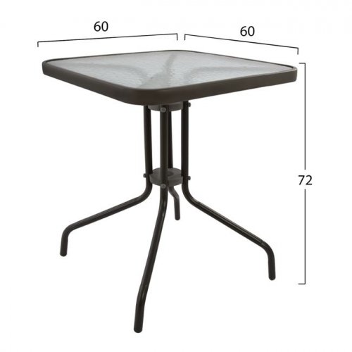 Metallischer Outdoortisch in Braun mit Sicherheitsglas