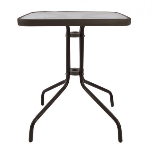 Metallischer Outdoortisch in Braun mit Sicherheitsglas
