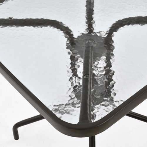 Metallischer Outdoortisch in Braun mit Sicherheitsglas