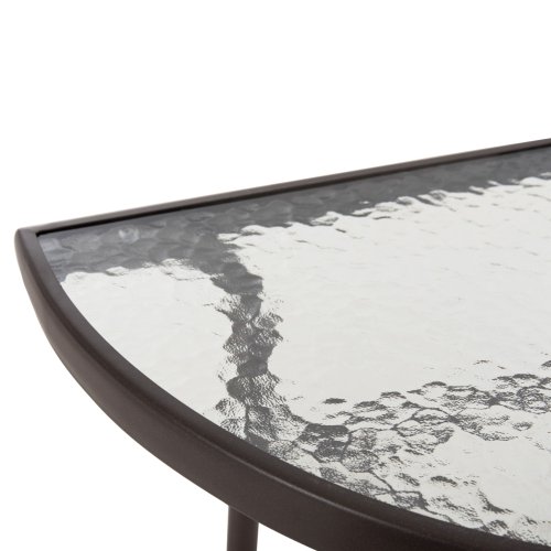Halbrunder Tisch LIMA Metallic-BRAUN mit Glasplatte 70 x 40 x 64,5 cm.