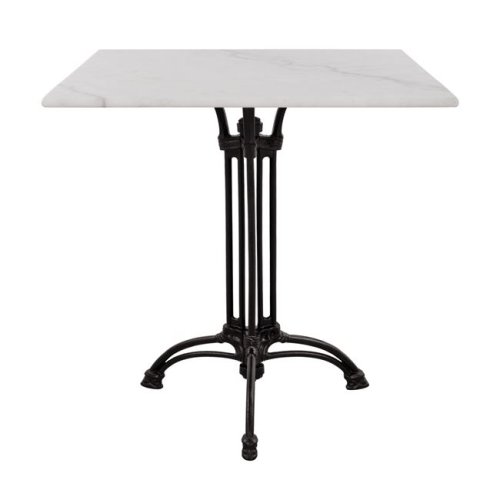 Bistrotisch aus Gusseisen mit Marmoroberfläche 70x70xH72,5 cm.
