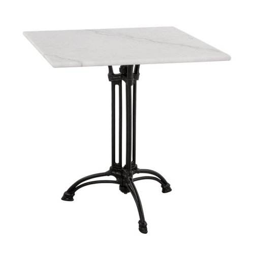 Bistrotisch aus Gusseisen mit Marmoroberfläche 70x70xH72,5 cm.