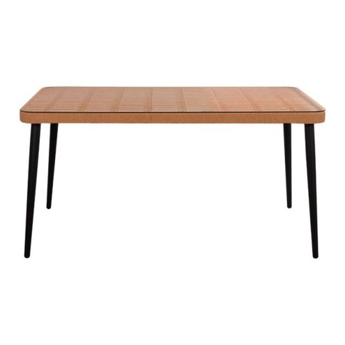 Metal table made of black metal and wicker 160x90x78 cm.