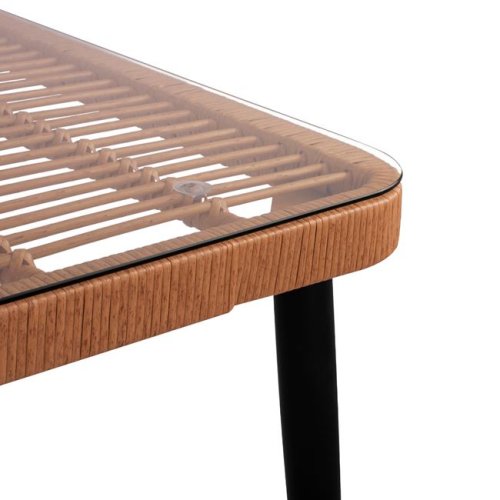 Metal table made of black metal and wicker 160x90x78 cm.