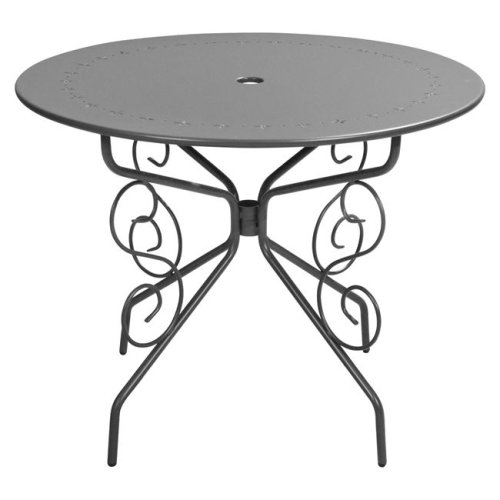 Outdoor-Tisch aus Metall mit Verzierung in Anthrazit