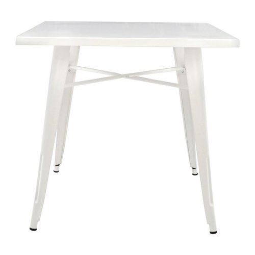 Metallic table in milk white color 80x80x76cm