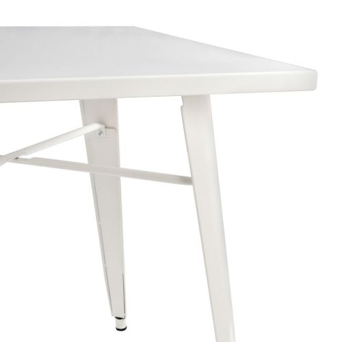 Metallic table in milk white color 80x80x76cm