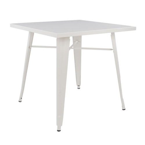 Metallic table in milk white color 80x80x76cm