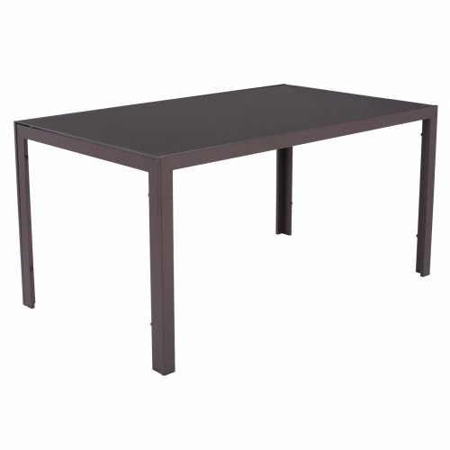 METAL RECTANGULAR TABLE BROWN WITH BROWN GLASS 150X90Χ75cm
