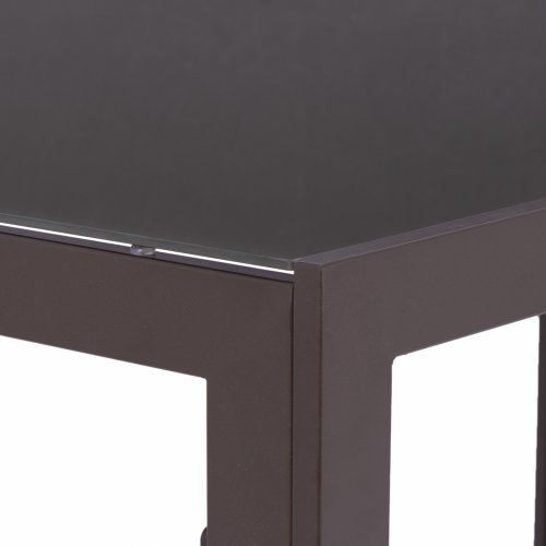METAL RECTANGULAR TABLE BROWN WITH BROWN GLASS 150X90Χ75cm