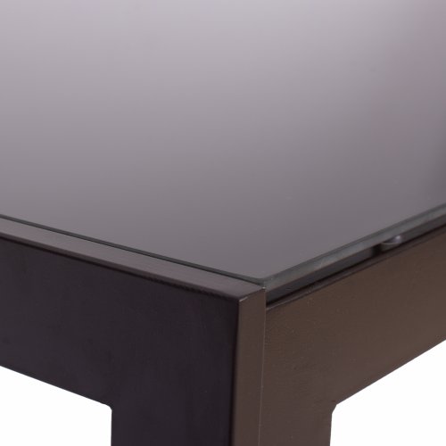 METAL RECTANGULAR TABLE BROWN WITH BROWN GLASS 150X90Χ75cm