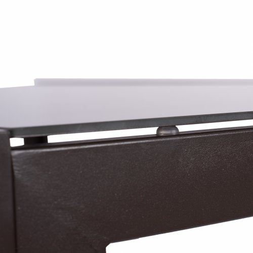 METAL RECTANGULAR TABLE BROWN WITH BROWN GLASS 150X90Χ75cm