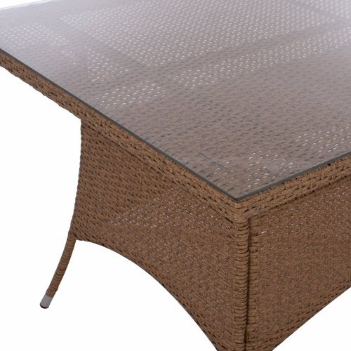 MINSK RATTAN METAL TABLE BEIGE BROWN 150x90x75 cm