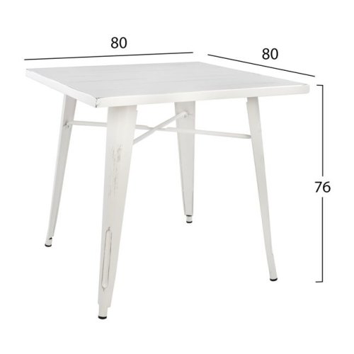 Metal table in the color white patina 80x80x76 cm