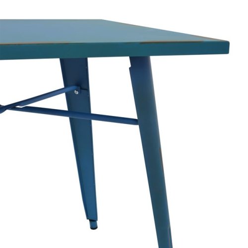Metal table in the color blue patina 80x80x76cm