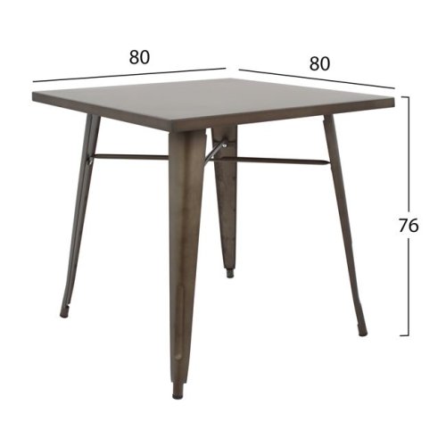 Metalltisch in der Farbe Rost 80x80x76 cm