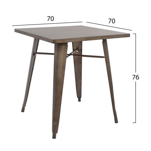 Metallic table in rusty color 70x70x76cm