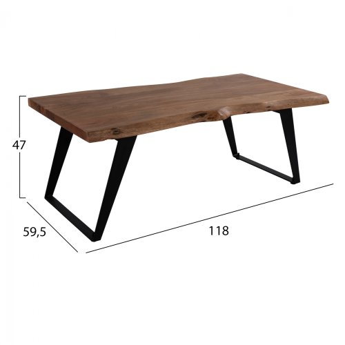 Couchtisch Alicia Eichenholz massiv 118x59x47 cm