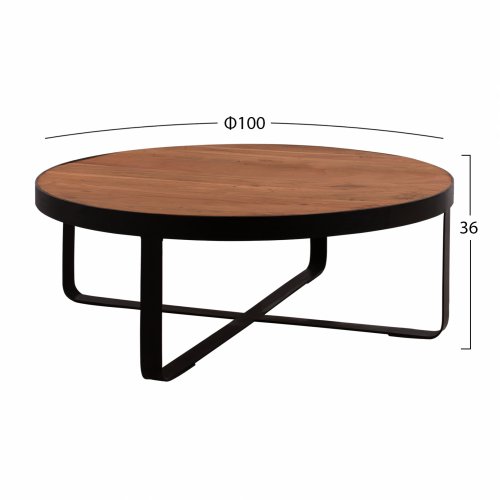 WOHNZIMMERTISCH AUS MASSIVEM AKAZIEN HOLZ Φ100x36 cm