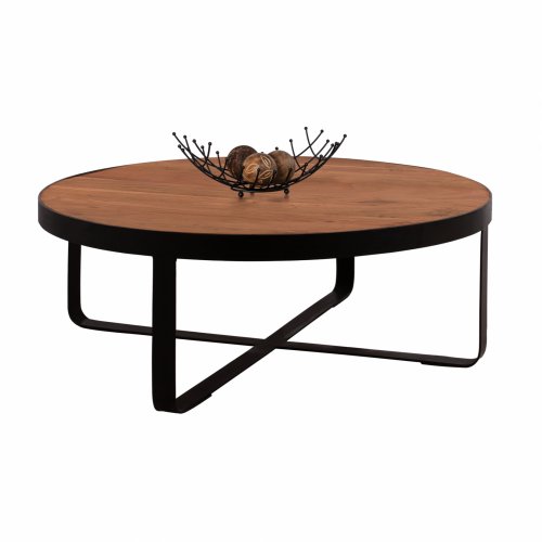 WOHNZIMMERTISCH AUS MASSIVEM AKAZIEN HOLZ Φ100x36 cm