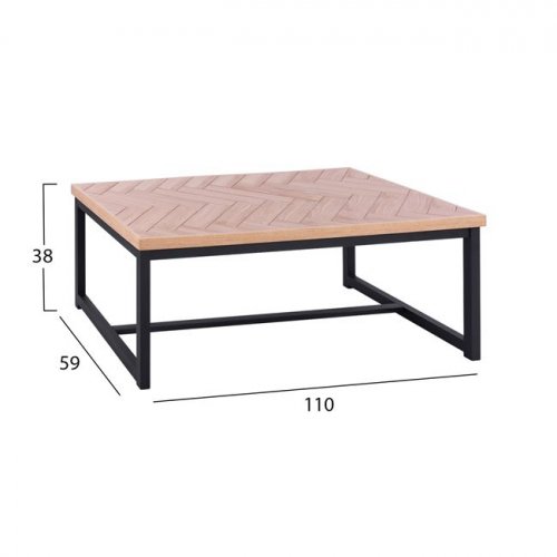 Couchtisch "Chanelle" in natürlicher Farbe mit schwarzen Füßen 110x59x38 cm