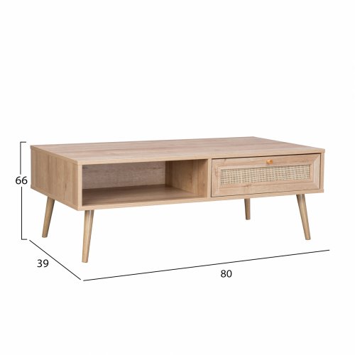 Couchtisch "Colm" im Rattan Design 110x59x39,5 cm