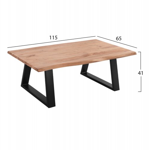 WOHNZIMMERTISCH "SOFIA SLIM" MASSIVES AKAZIENHOLZ 115X65X41cm