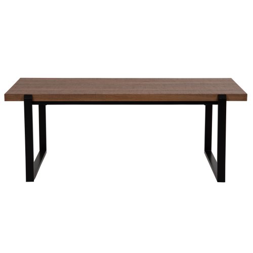 COFFEE TABLE MDF IN WALNUT TABLETOP-BLACK METAL BASE 120x60X46Hcm